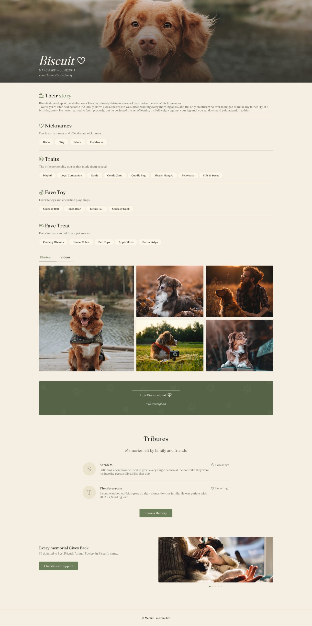 A memorial page being created